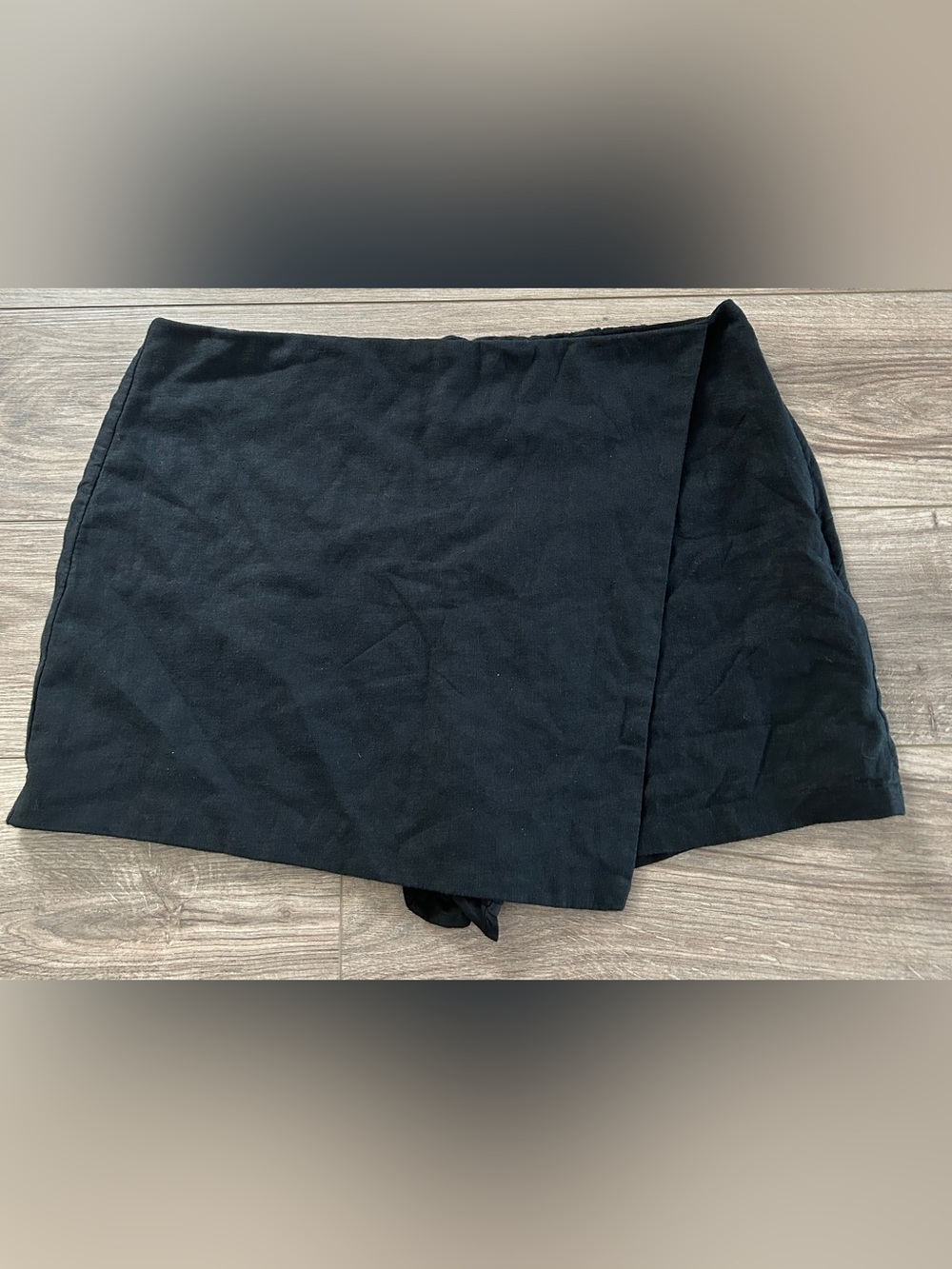 NWT Abercrombie & Fitch Scarlett Linen-Blend Wrap Mini Skort – Black XL